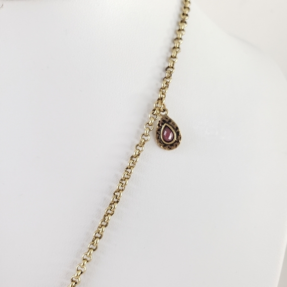 Lucky Brand boho necklace - pendants with leaves and flowers - green and pink - Picture 6 of 16